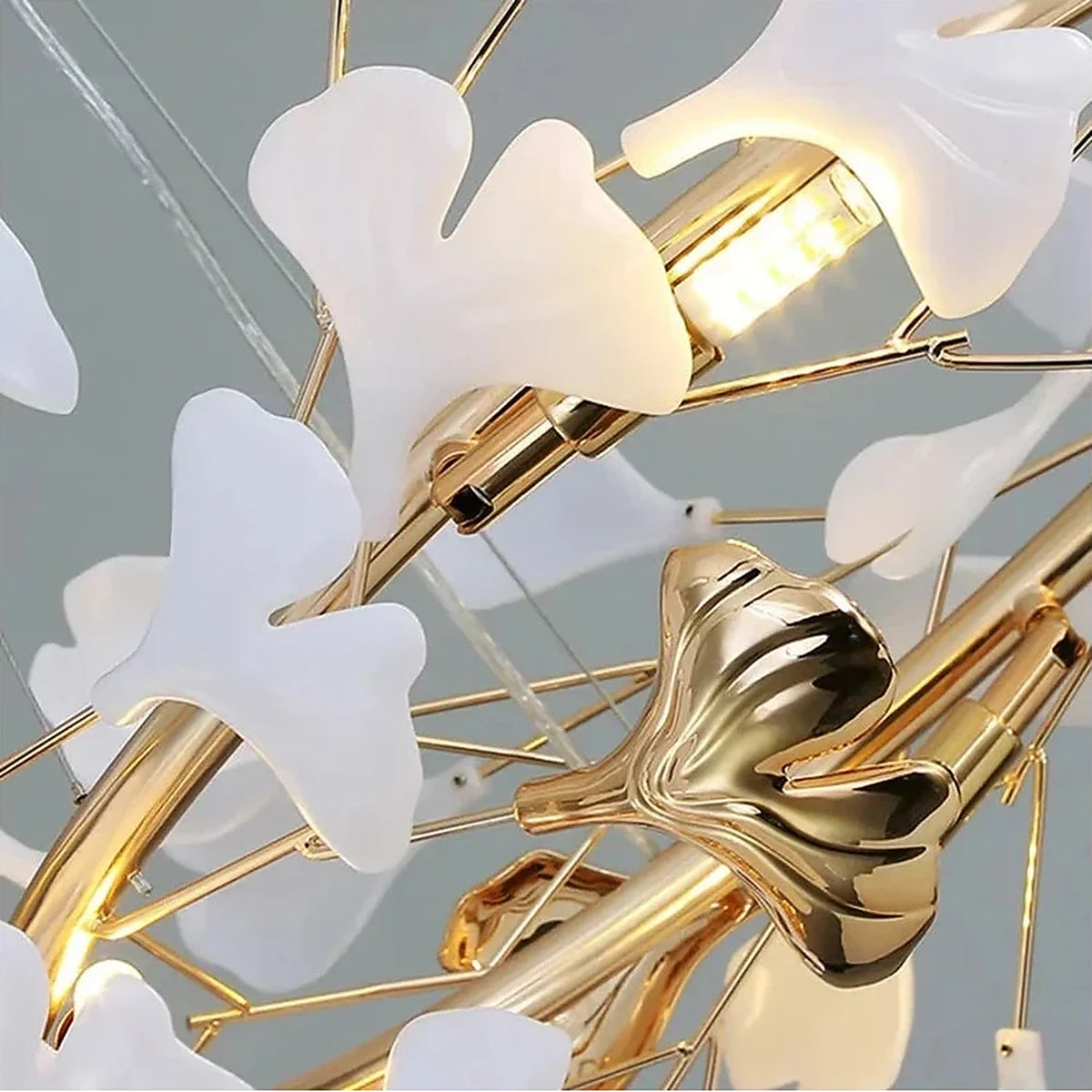 Ceramic Ginkgo Leaf Branch Chandelier light fixture by AUVIELIGHT