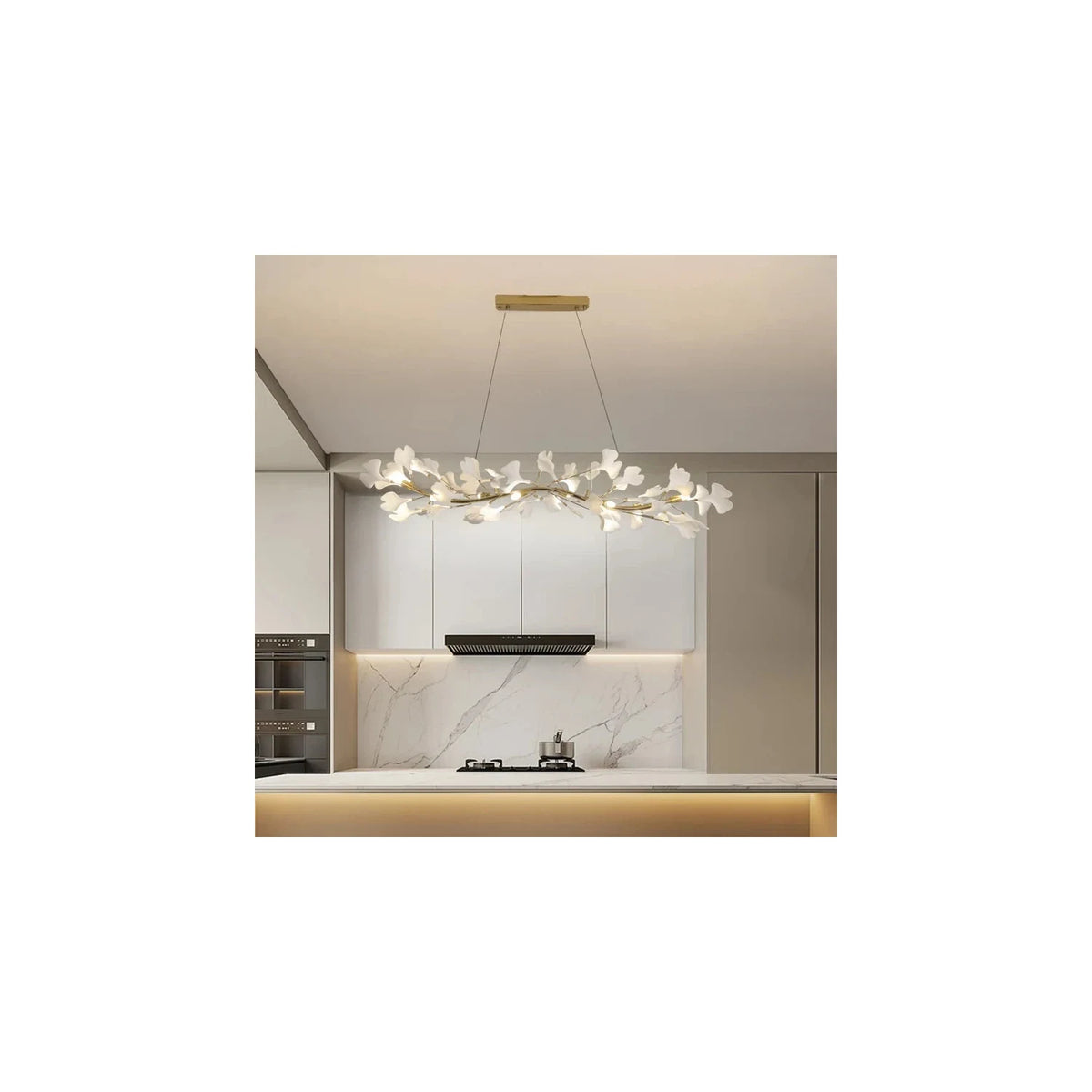 Ceramic Ginkgo Leaf Branch Chandelier light fixture by AUVIELIGHT