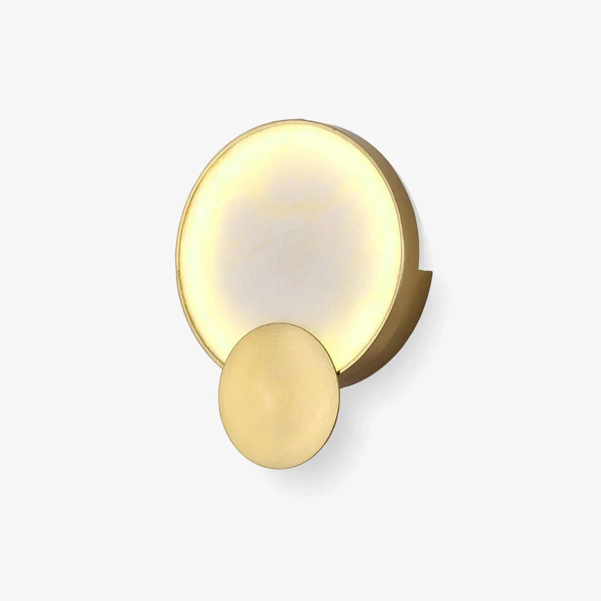Cloud Disc Light in stone for Living Room by AUVIELIGHT, ∅ 8.6" x H 11" / Dia 22cm x H 28cm / Gold & White Alabaster / Warm White
