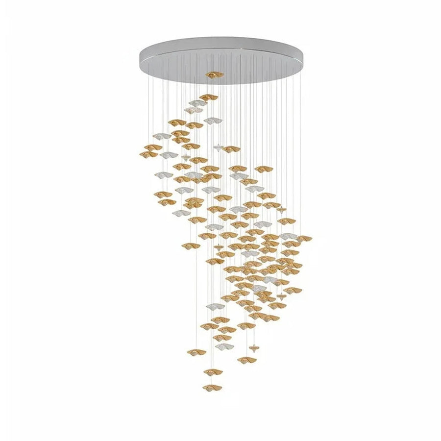 Cloud Floating Chandelier for Dining Room light fixture by AUVIELIGHT, 135 Pieces Glass D 100cm x H 200cm / ∅ 39.4″ x H 78.7″ / Clear & Amber /