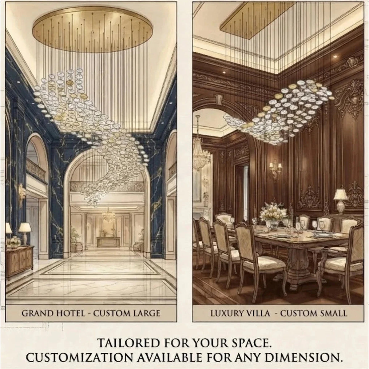 Cloud Floating Chandelier for Dining Room light fixture by AUVIELIGHT, Support Customized Drawings / Clear & Amber / Warm Light (Please note: No