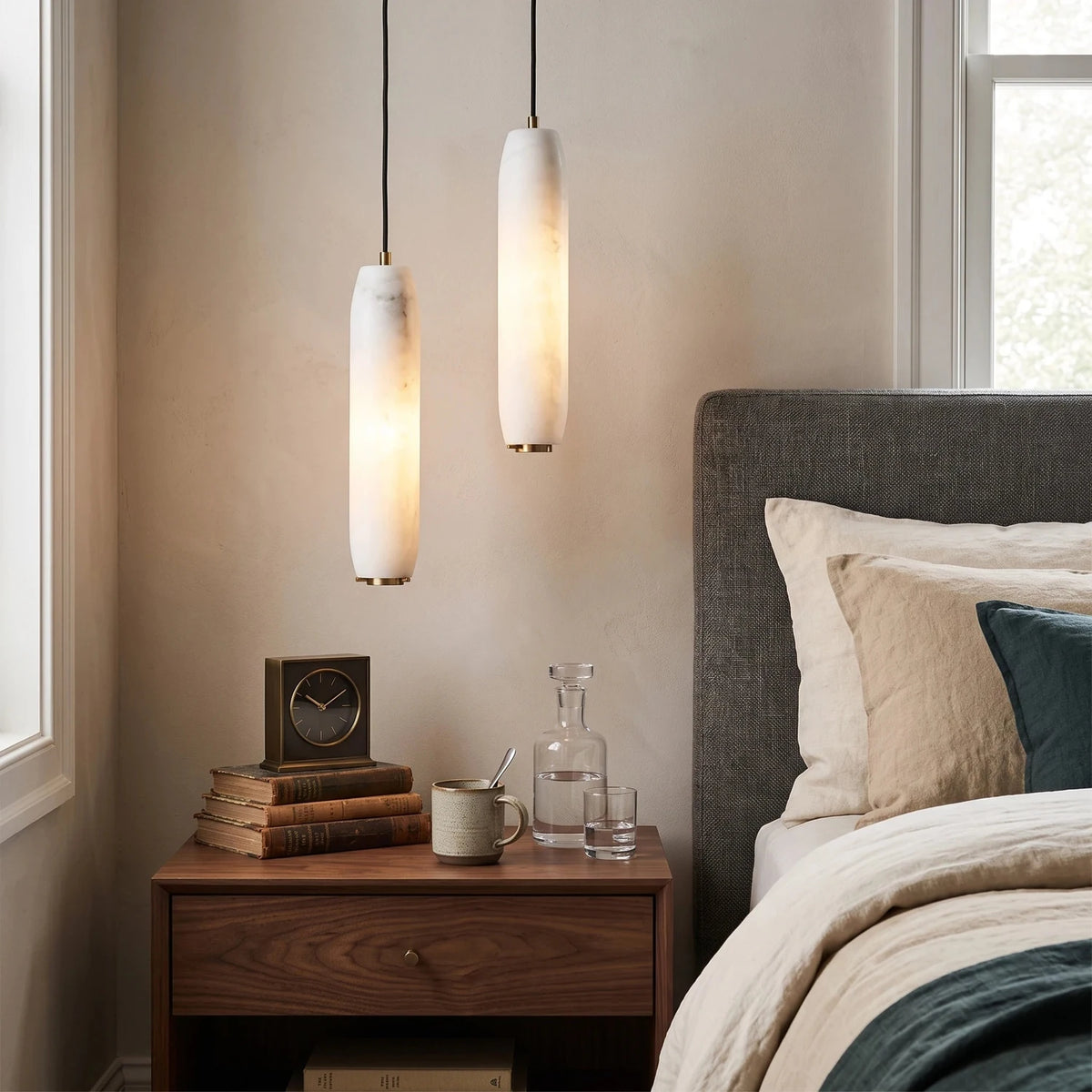 Cocoon Alabaster Mini Pendant Light by AUVIELIGHT