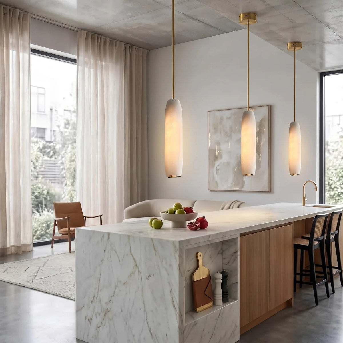 Cocoon Alabaster Mini Pendant Light by AUVIELIGHT