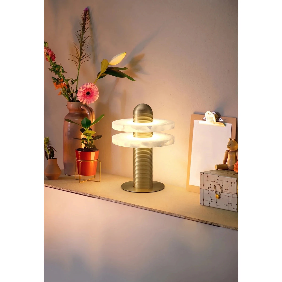Column Lamp in alabaster for Living Room light fixture by AUVIELIGHT