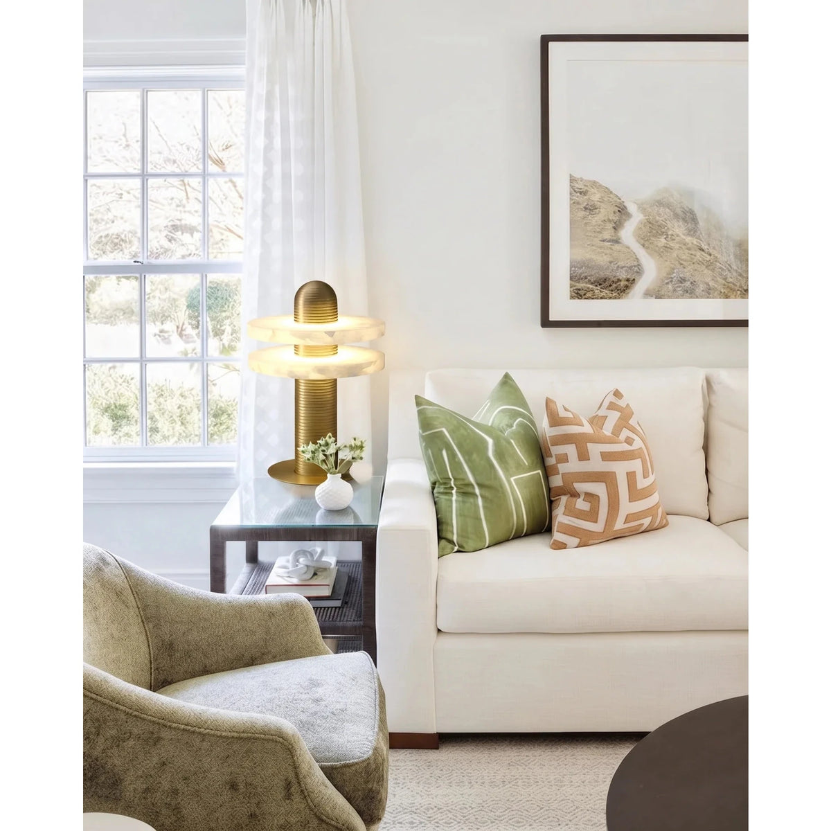 Column Lamp in alabaster for Living Room light fixture by AUVIELIGHT