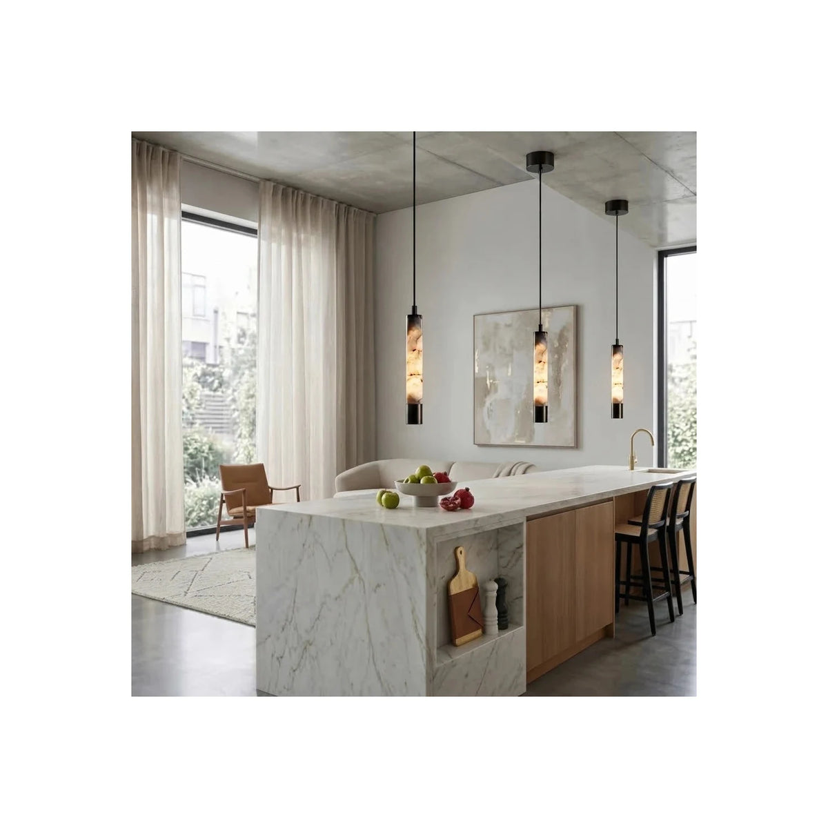 Columnar Alabaster Pendant Light by AUVIELIGHT