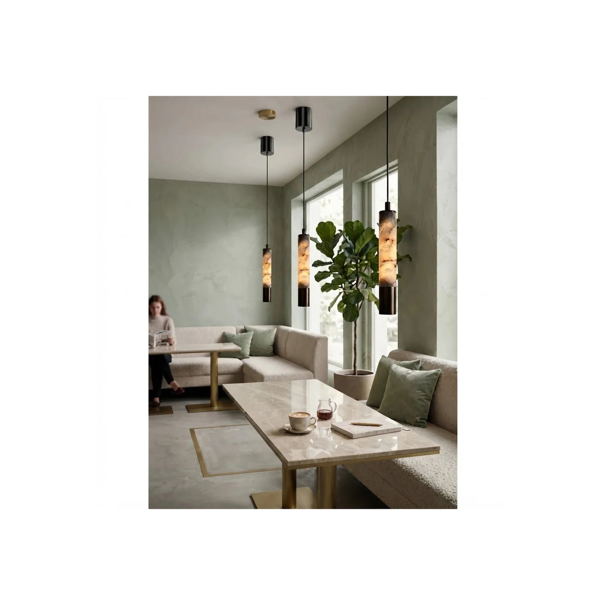 Columnar Alabaster Pendant Light by AUVIELIGHT