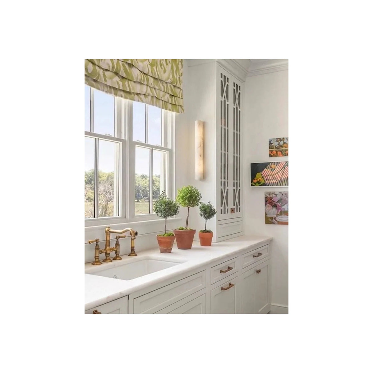 Columnar Rectangular Alabaster Wall Sconce light fixture by AUVIELIGHT