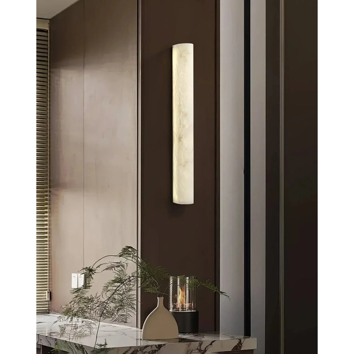 Columnar Rectangular Alabaster Wall Sconce light fixture by AUVIELIGHT