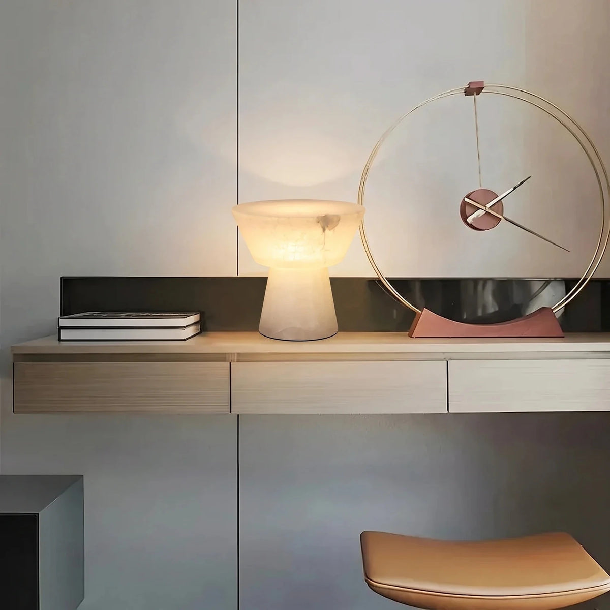 Conical Table Lamp in alabaster for Living Room light fixture by AUVIELIGHT