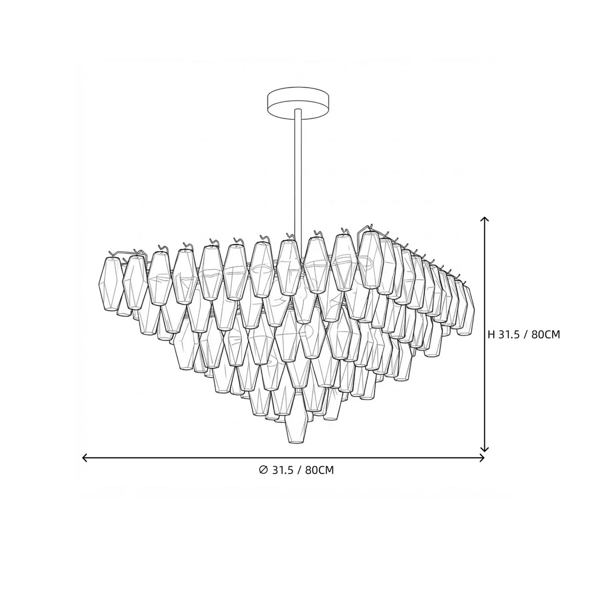 Contemporary Tiered Amber Spindle Glass Chandelier Fixture light fixture by AUVIELIGHT