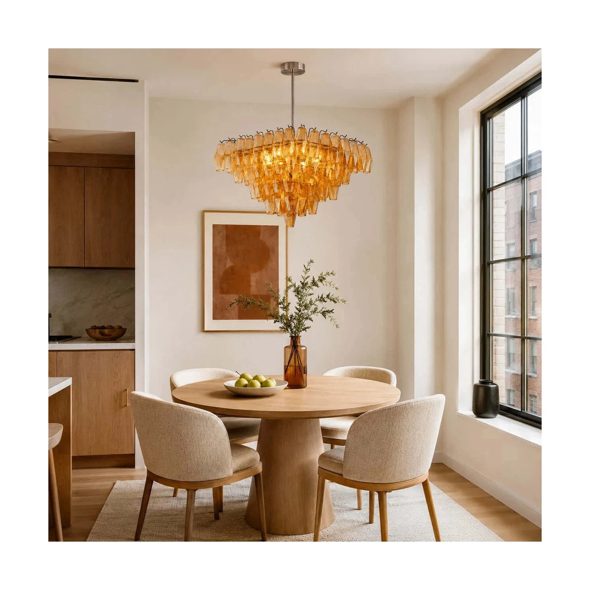 Contemporary Tiered Amber Spindle Glass Chandelier Fixture light fixture by AUVIELIGHT