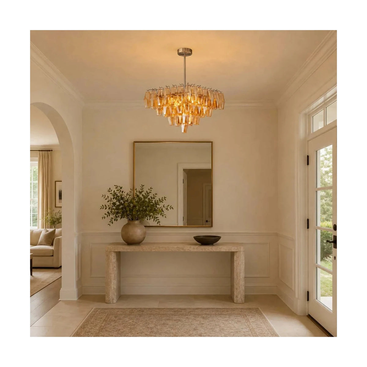 Contemporary Tiered Amber Spindle Glass Chandelier Fixture light fixture by AUVIELIGHT