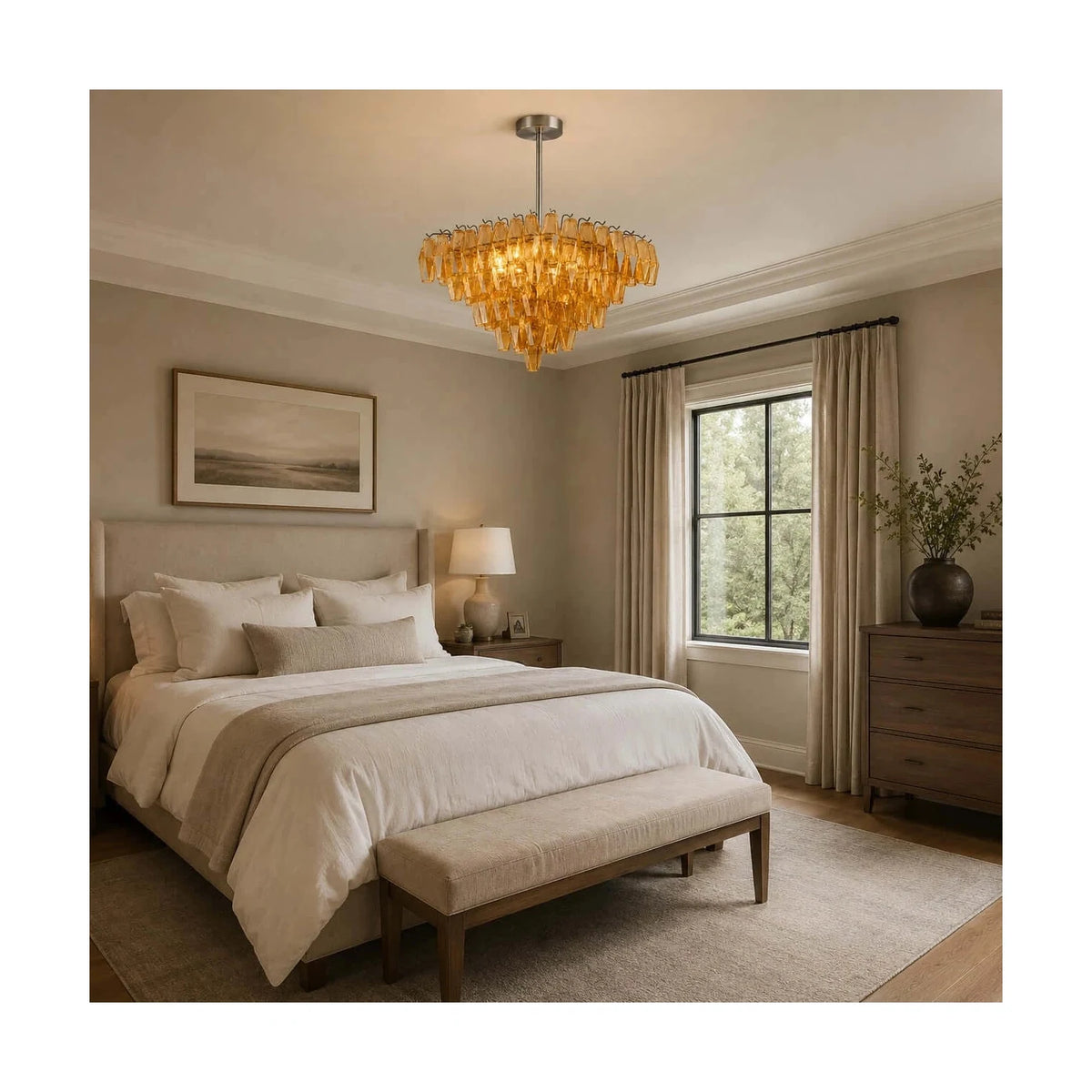 Contemporary Tiered Amber Spindle Glass Chandelier Fixture light fixture by AUVIELIGHT