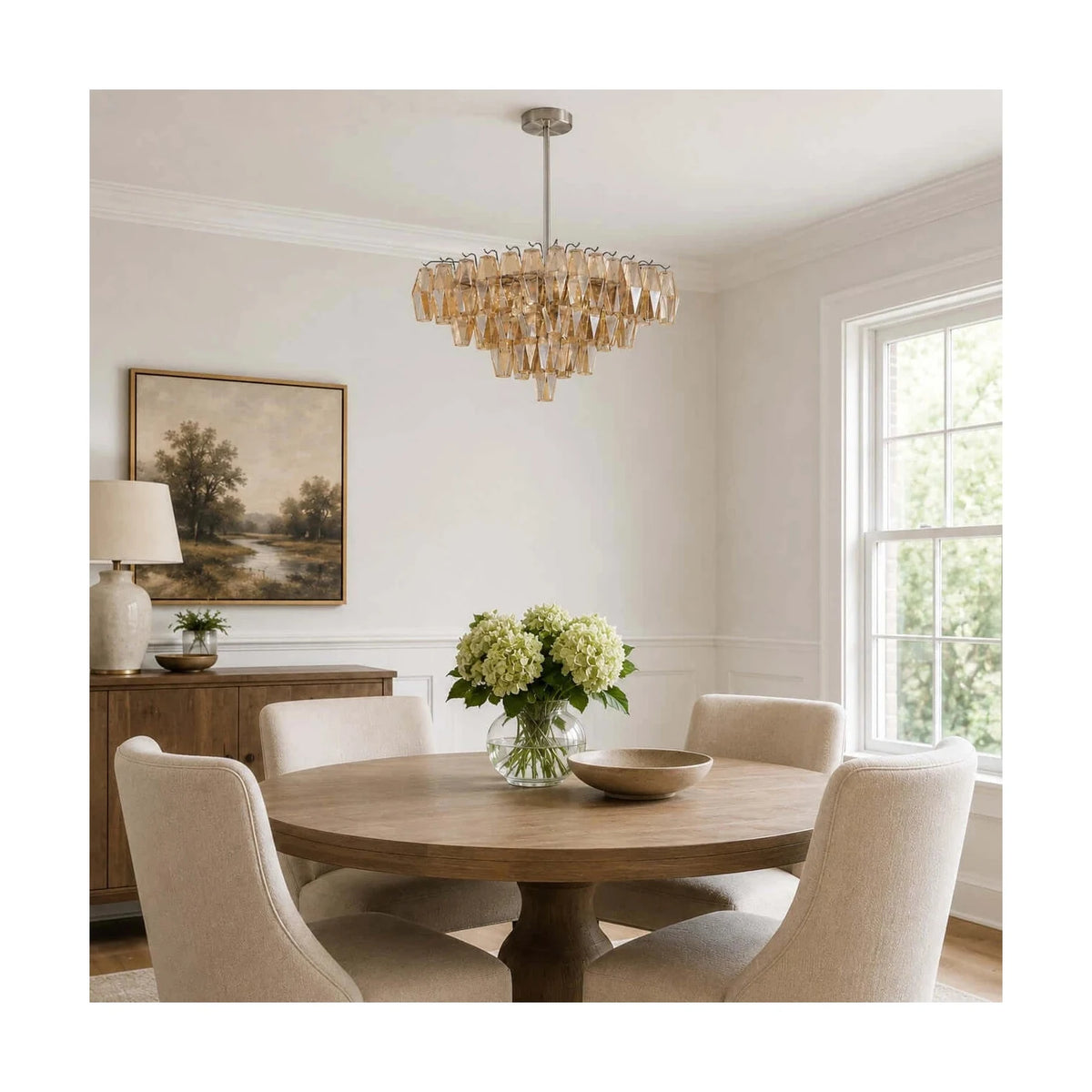 Contemporary Tiered Amber Spindle Glass Chandelier Fixture light fixture by AUVIELIGHT