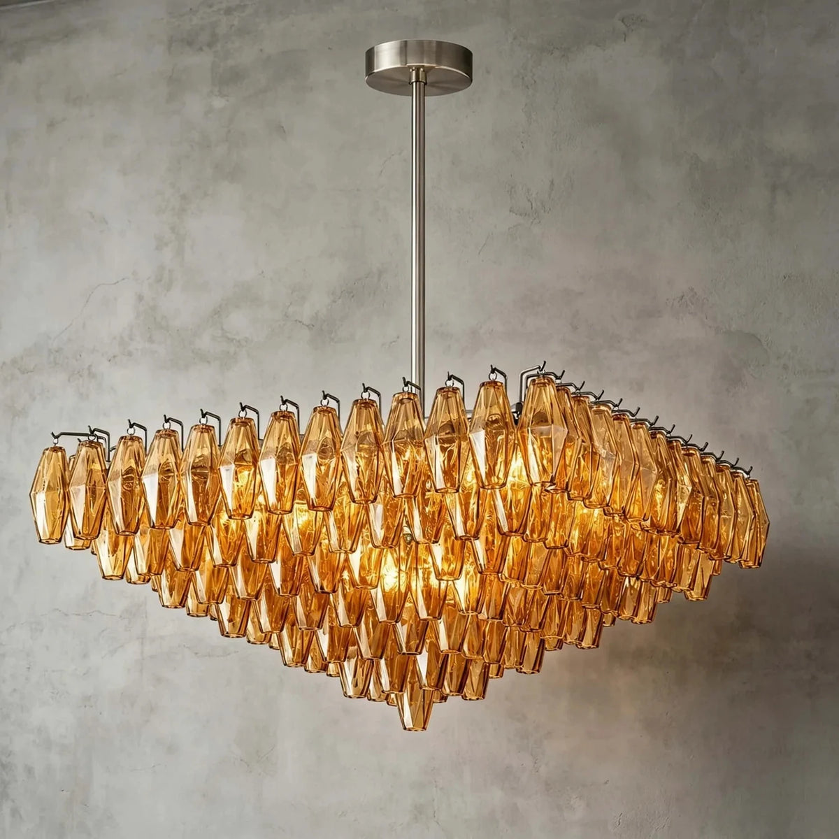 Contemporary Tiered Amber Spindle Glass Chandelier Fixture light fixture by AUVIELIGHT, Dia 39.4" x H 39.4" / Amber