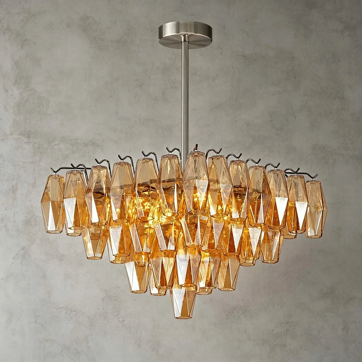 Contemporary Tiered Amber Spindle Glass Chandelier Fixture light fixture by AUVIELIGHT, Dia 19.7" x H 19.7" / Amber