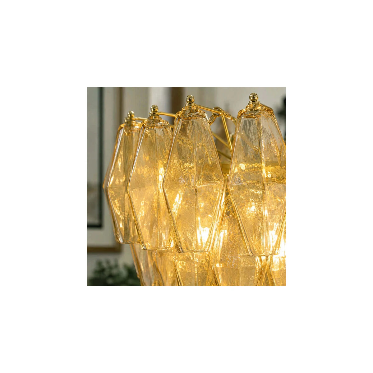 Contemporary Tiered Amber Spindle Glass Chandelier light fixture by AUVIELIGHT