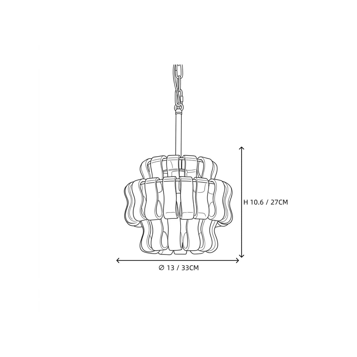 Contemporary Tiered Rippled Pendant Light in glass for Kitchen Island by AUVIELIGHT