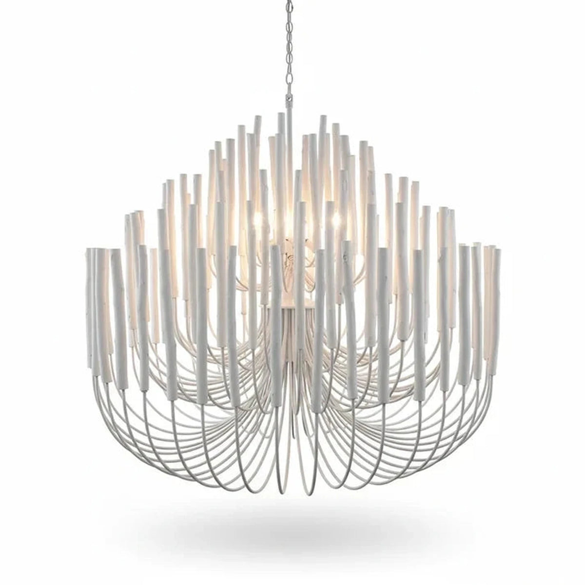 Coral Vertical Chandelier for Dining Room light fixture by AUVIELIGHT, Dense wooden stick: 12 heads ∅ 35.4″ x H 35.4″ / White
