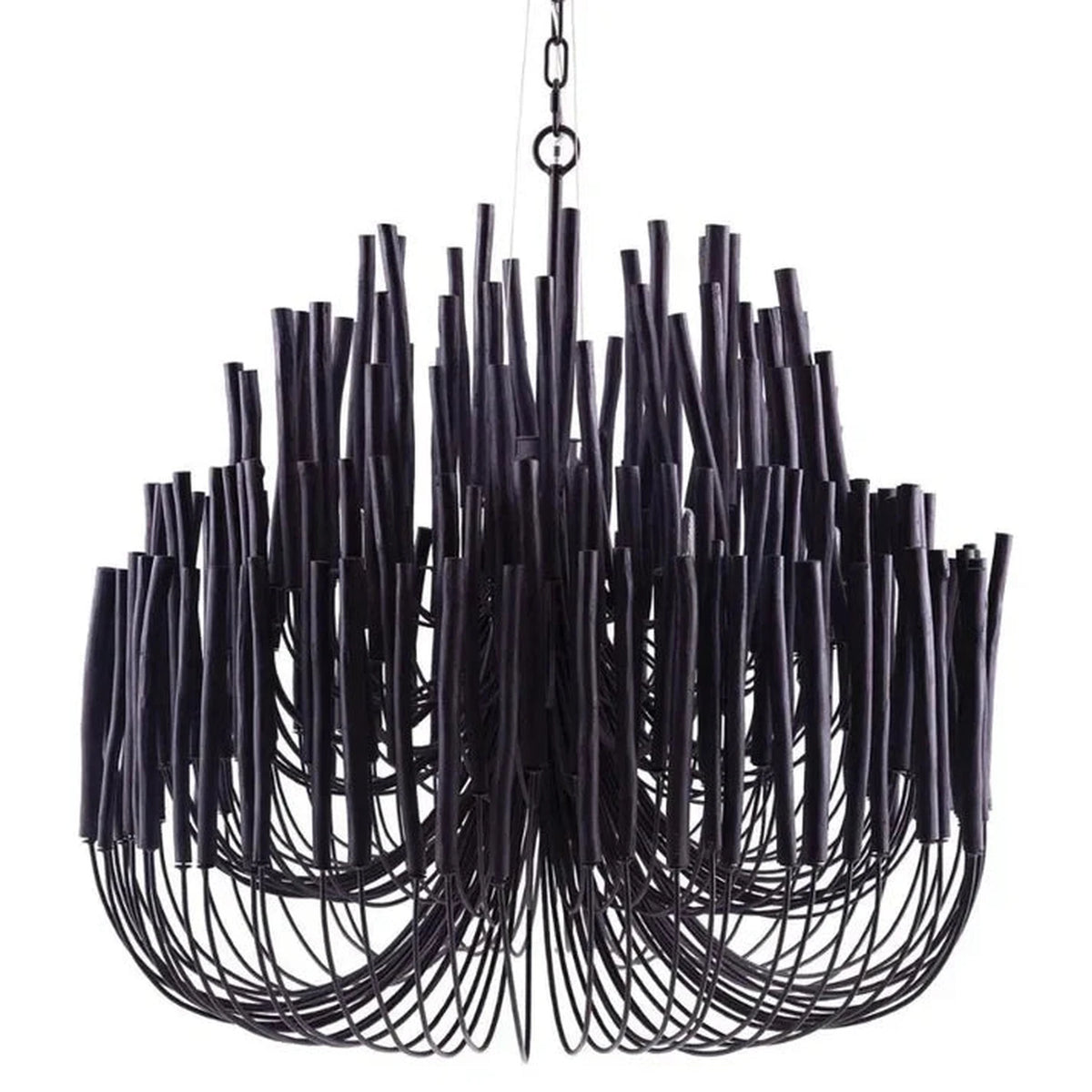 Coral Vertical Chandelier for Dining Room light fixture by AUVIELIGHT, Dense wooden stick: 18 heads ∅ 39.4″ x H 39.4″ / Black and 2 other sizes