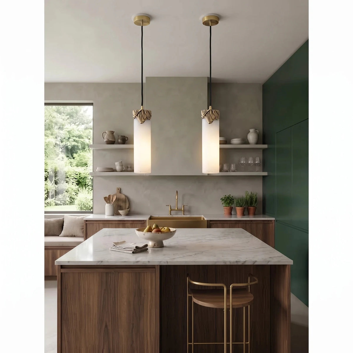 Corinth Alabaster Cylinder Pendant Light by AUVIELIGHT
