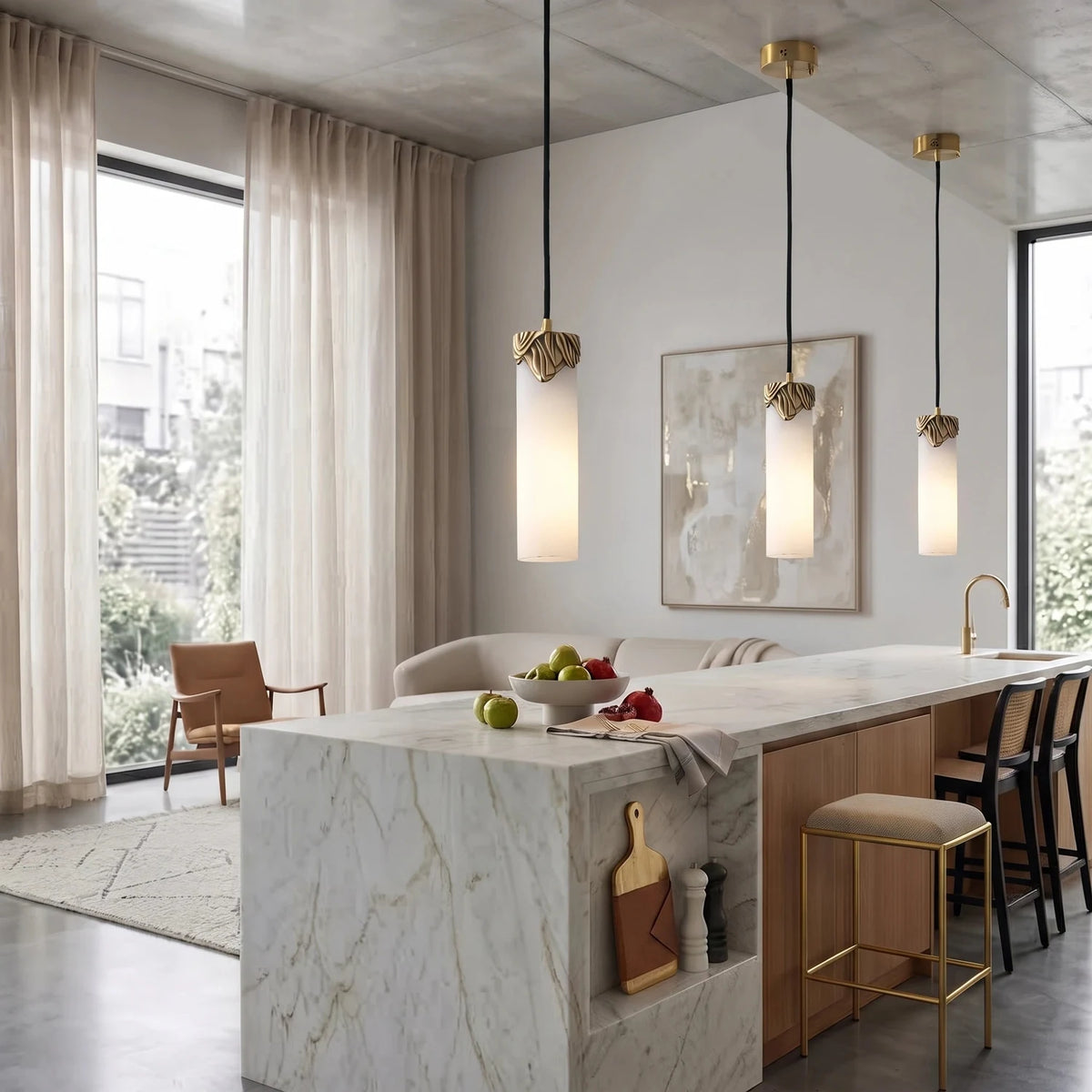 Corinth Alabaster Cylinder Pendant Light by AUVIELIGHT
