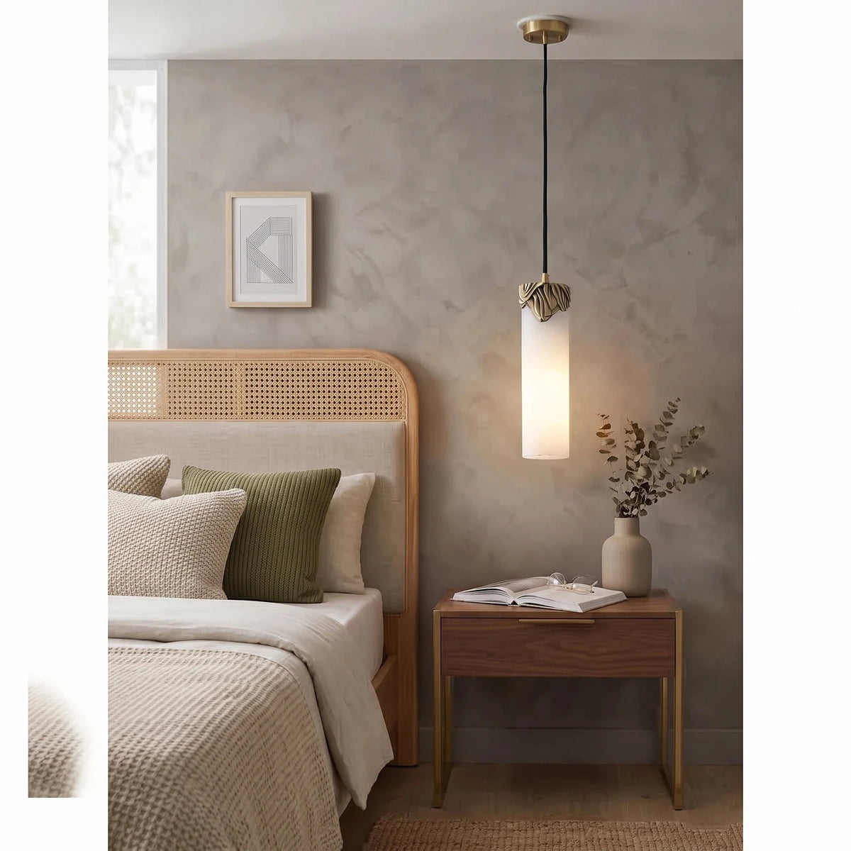 Corinth Alabaster Cylinder Pendant Light by AUVIELIGHT