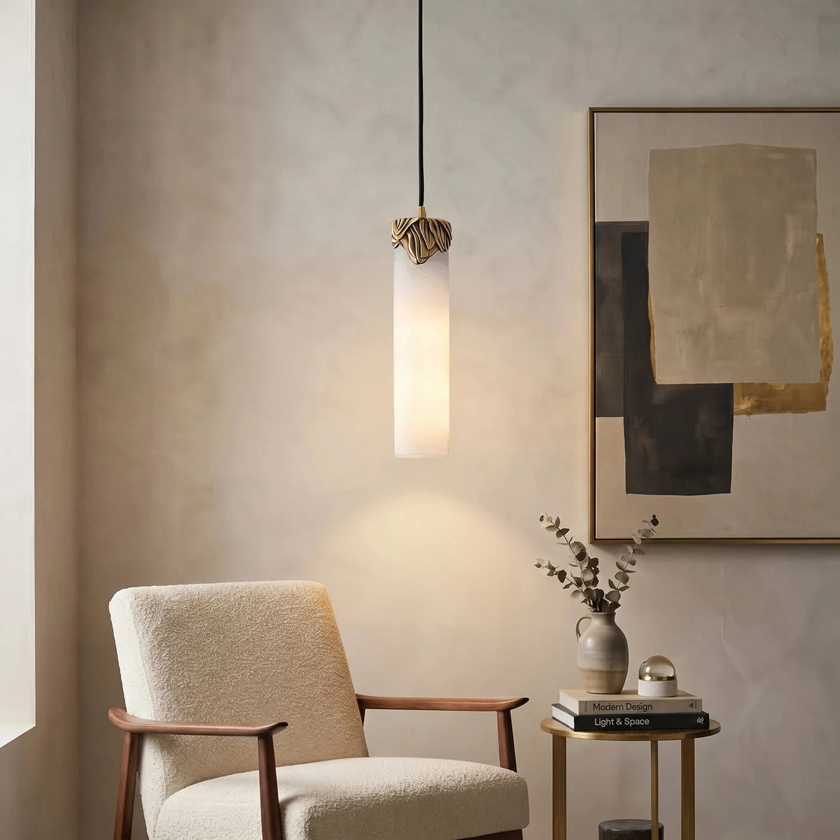Corinth Alabaster Cylinder Pendant Light by AUVIELIGHT