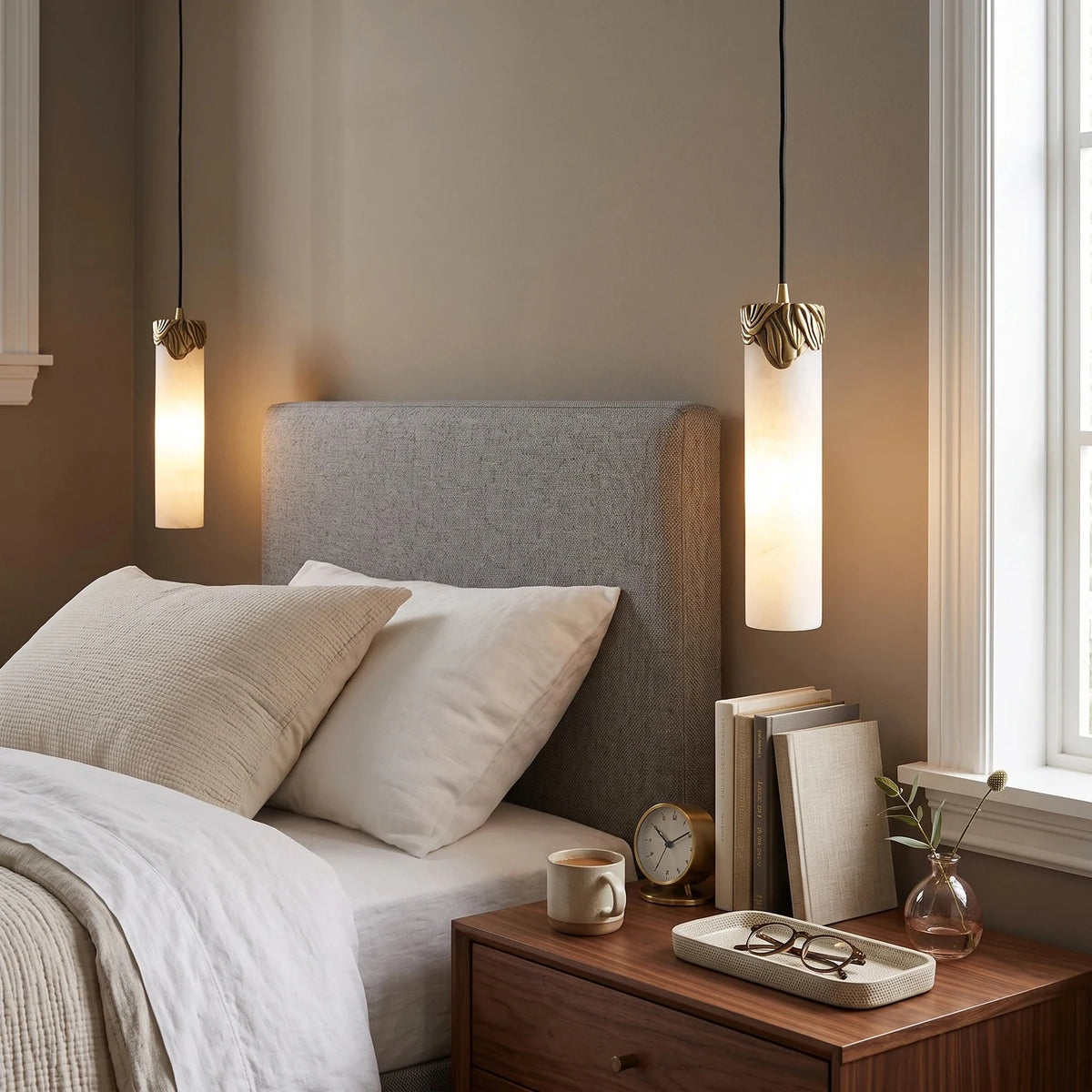 Corinth Alabaster Cylinder Pendant Light by AUVIELIGHT