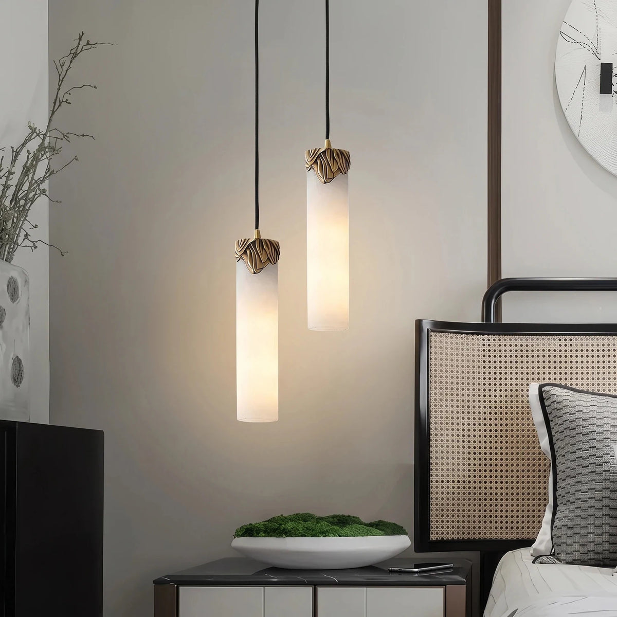 Corinth Alabaster Cylinder Pendant Light by AUVIELIGHT