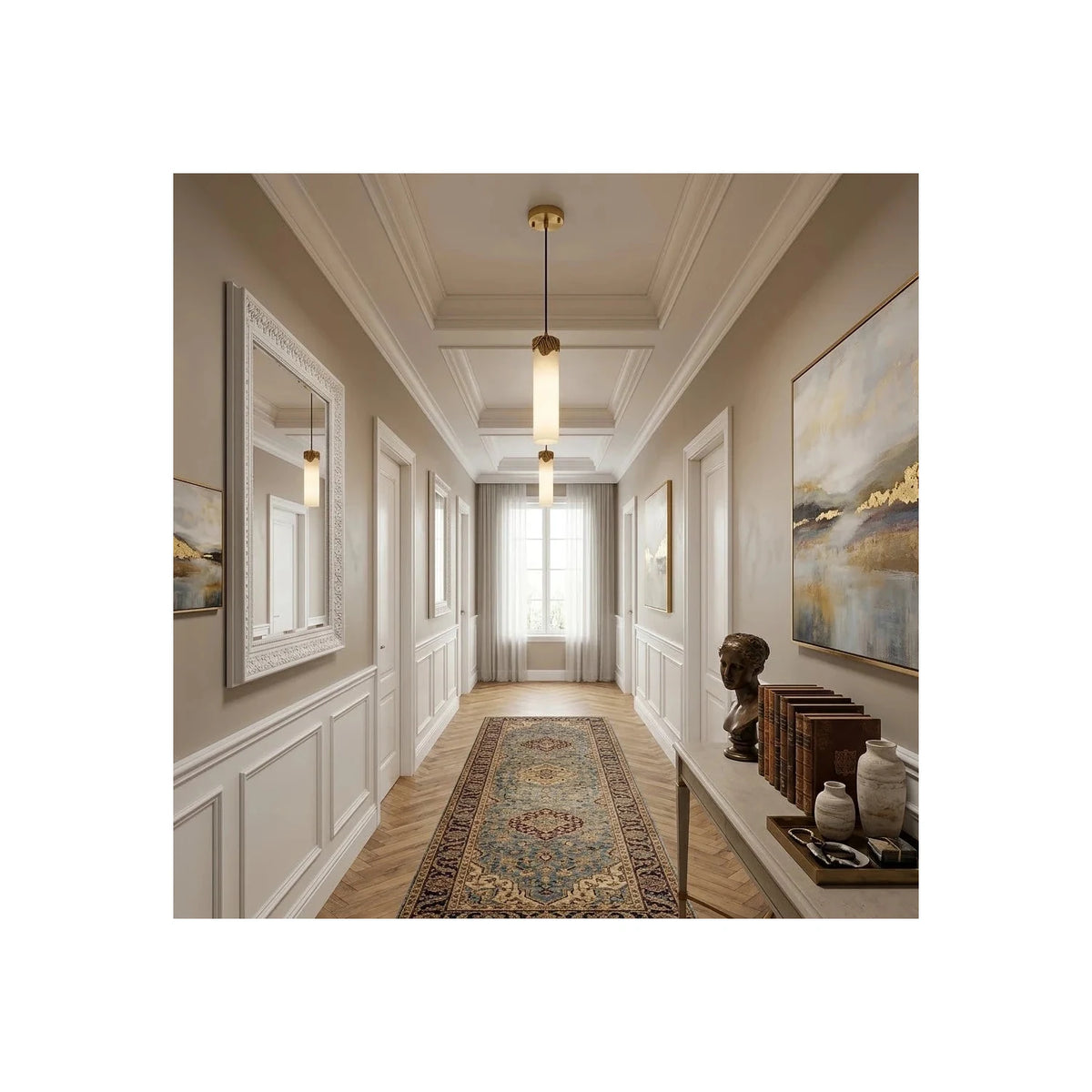 Corinth Alabaster Cylinder Pendant Light by AUVIELIGHT