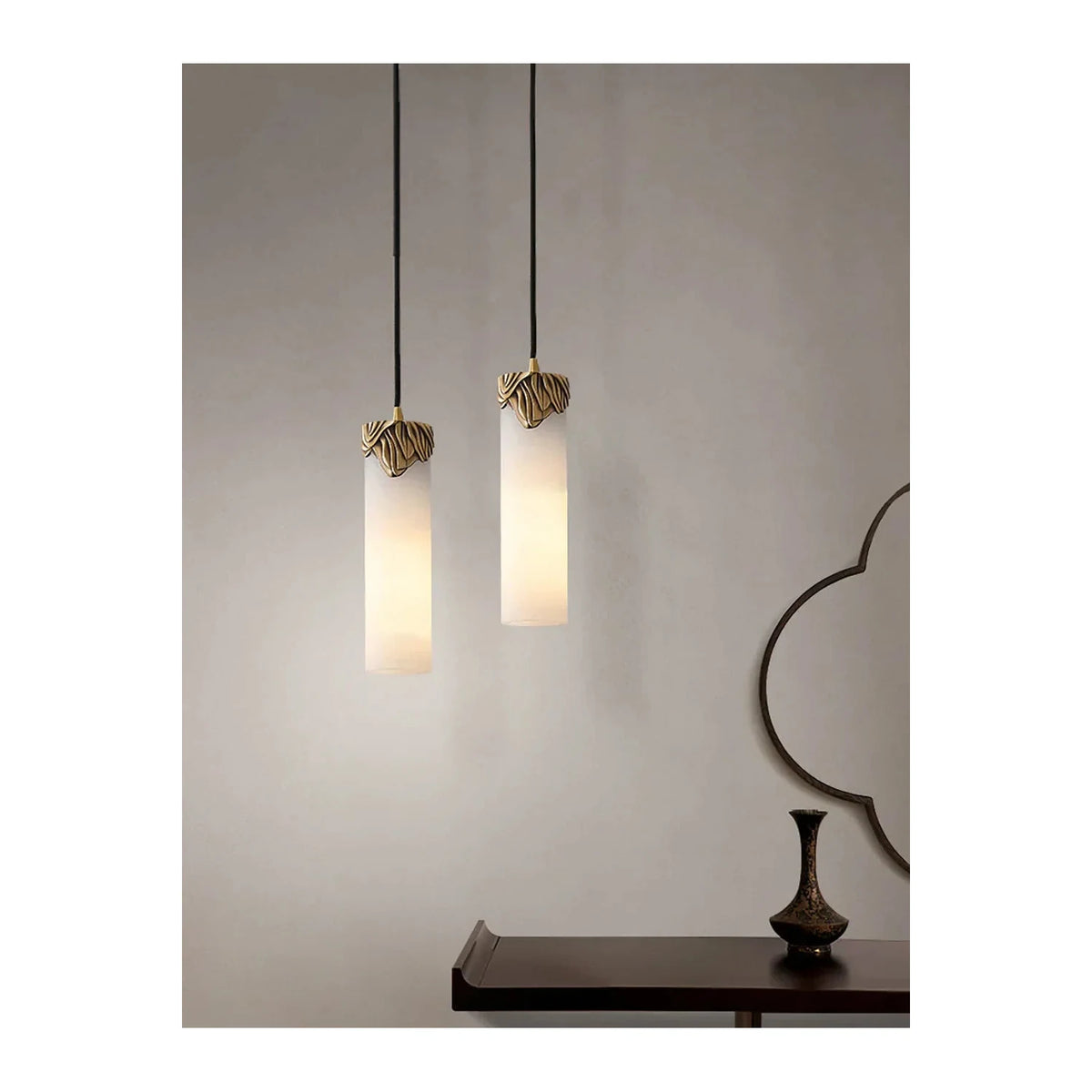 Corinth Alabaster Cylinder Pendant Light by AUVIELIGHT