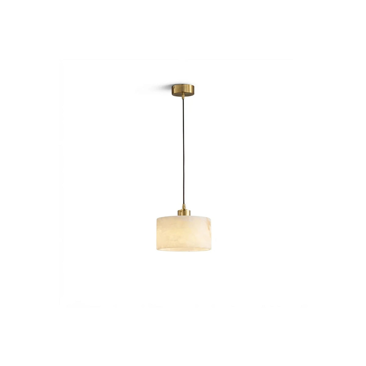 Corinth Brass Alabaster Drum light fixture by AUVIELIGHT, ∅ 5.71″ x H 3.35″ / Brass & White