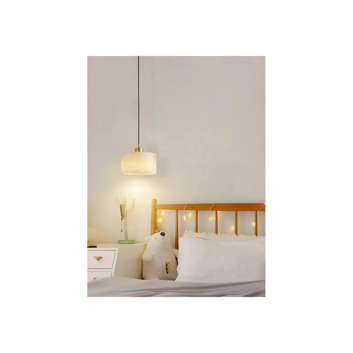 Corinth Brass Alabaster Drum light fixture by AUVIELIGHT