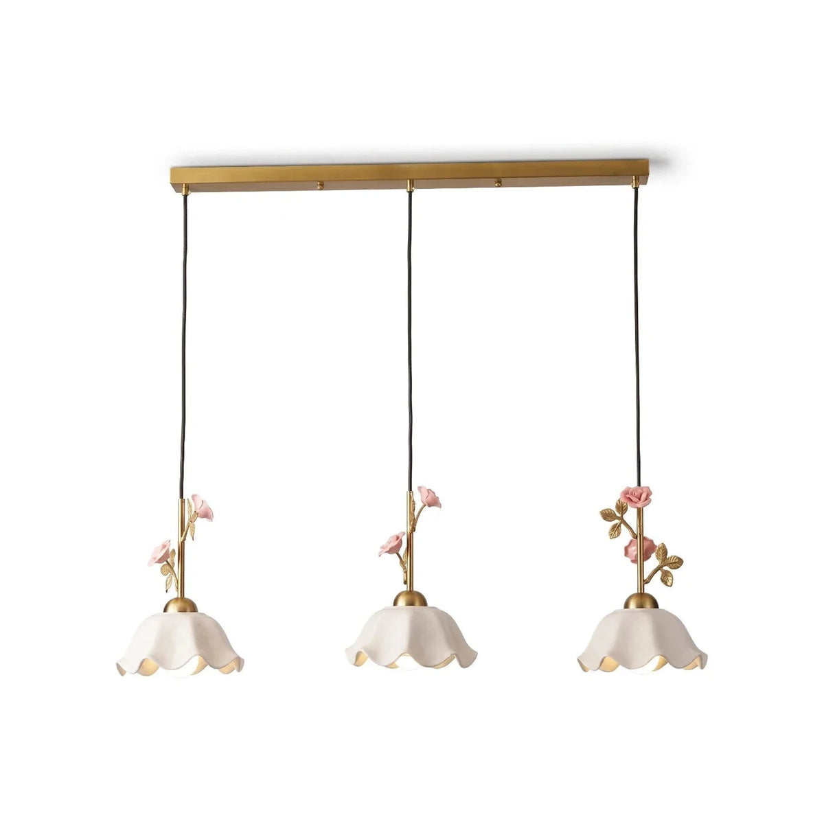 Country Linear Pendant Light in rose porcelain for Kitchen Island by AUVIELIGHT