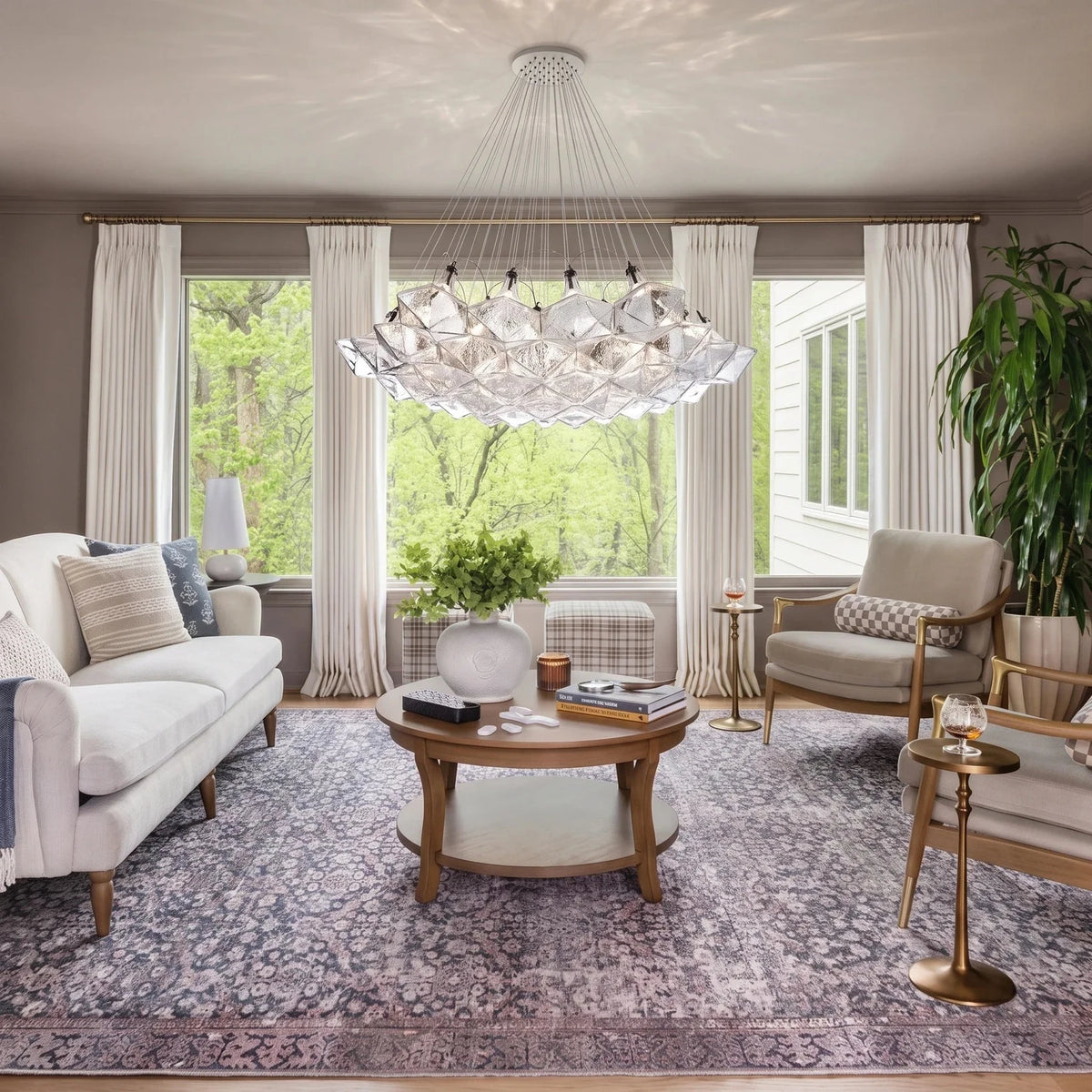 Crystalline Polyhedral Pendant Light in crystal for Dining Room by AUVIELIGHT