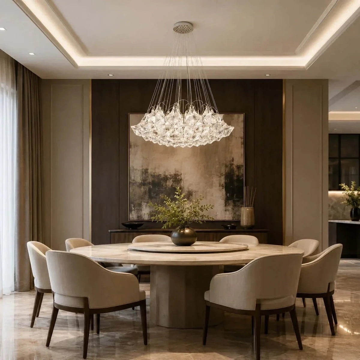 Crystalline Polyhedral Pendant Light in crystal for Dining Room by AUVIELIGHT