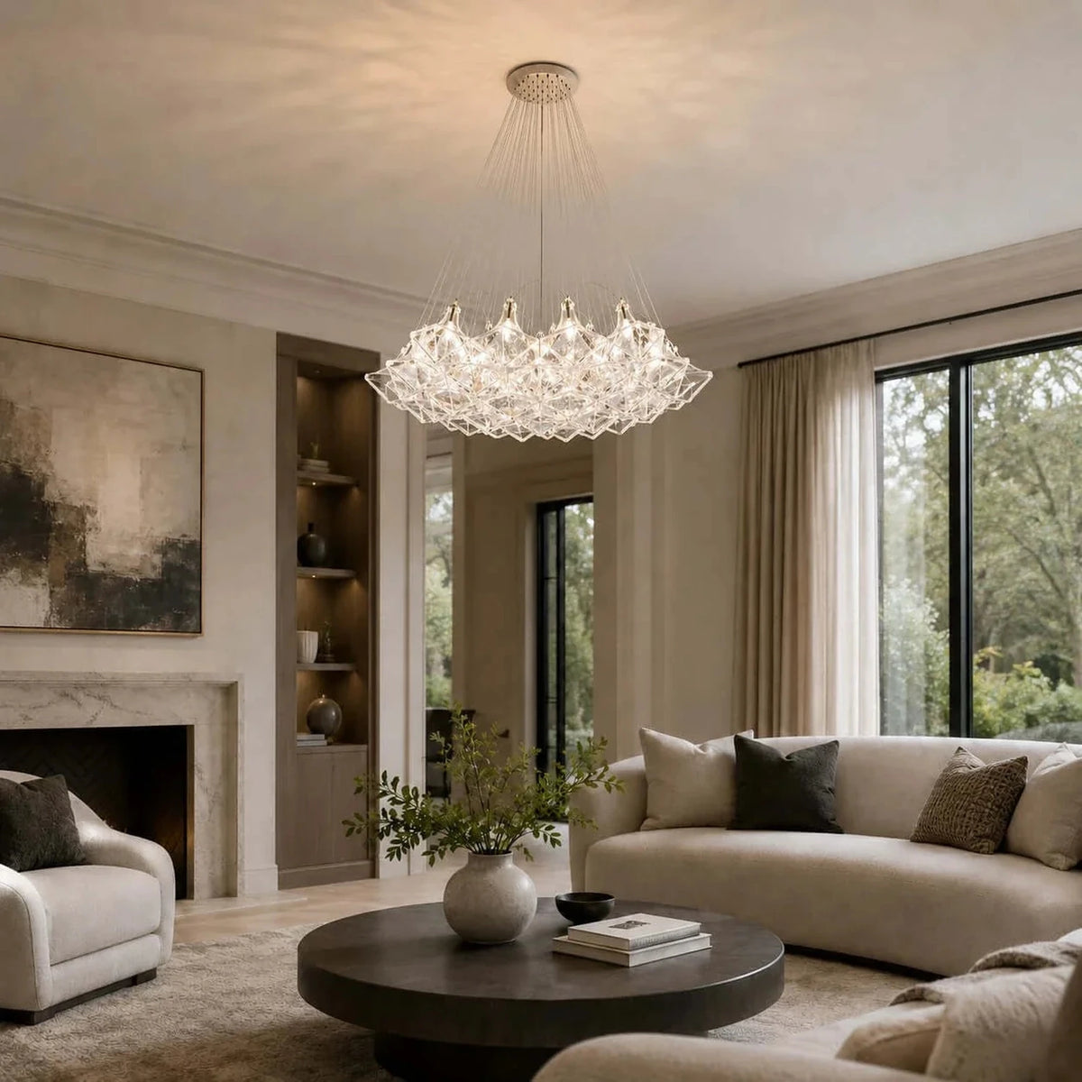 Crystalline Polyhedral Pendant Light in crystal for Dining Room by AUVIELIGHT