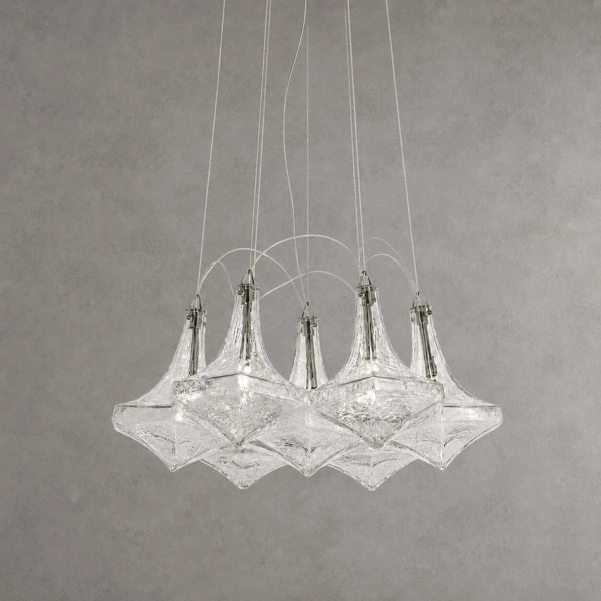 Crystalline Polyhedral Pendant Light in crystal for Dining Room by AUVIELIGHT, 7-Light: Dia 16.5" x H 7.1" / Clear