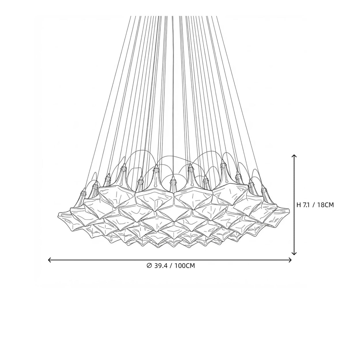 Crystalline Polyhedral Pendant Light in crystal for Dining Room by AUVIELIGHT