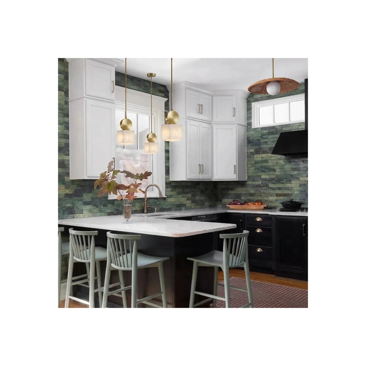 Cube Alabaster Pendant Light by AUVIELIGHT