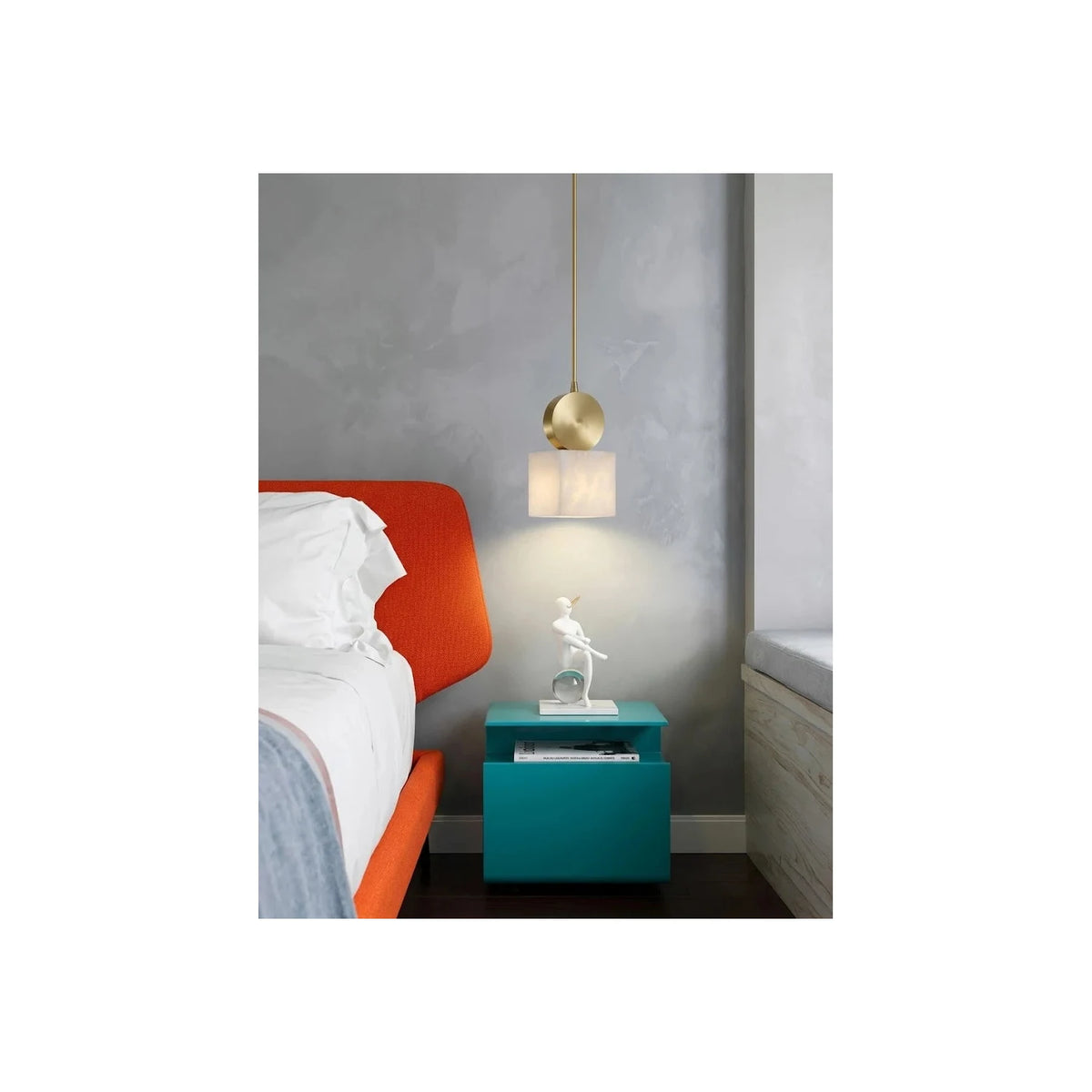 Cube Alabaster Pendant Light by AUVIELIGHT