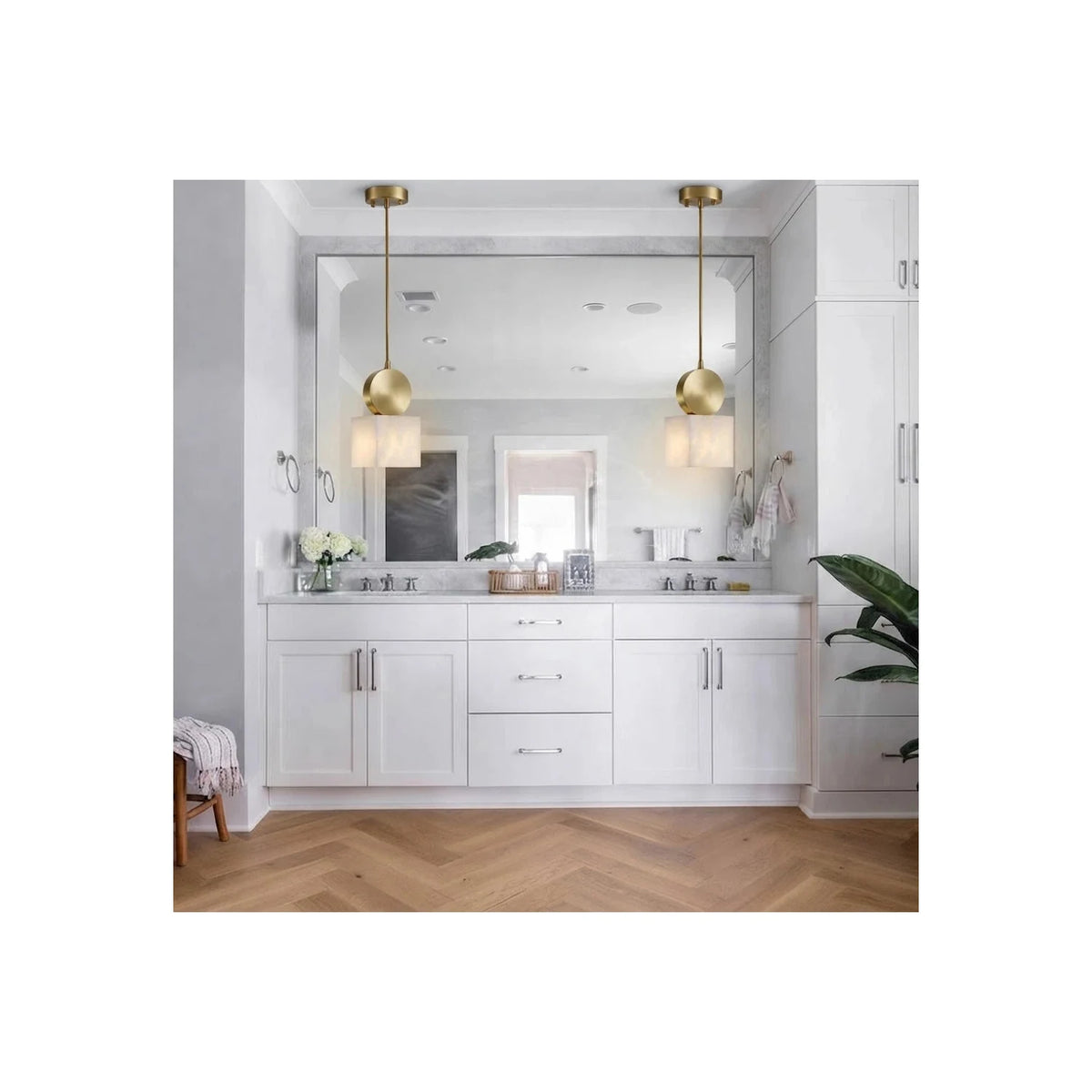Cube Alabaster Pendant Light by AUVIELIGHT
