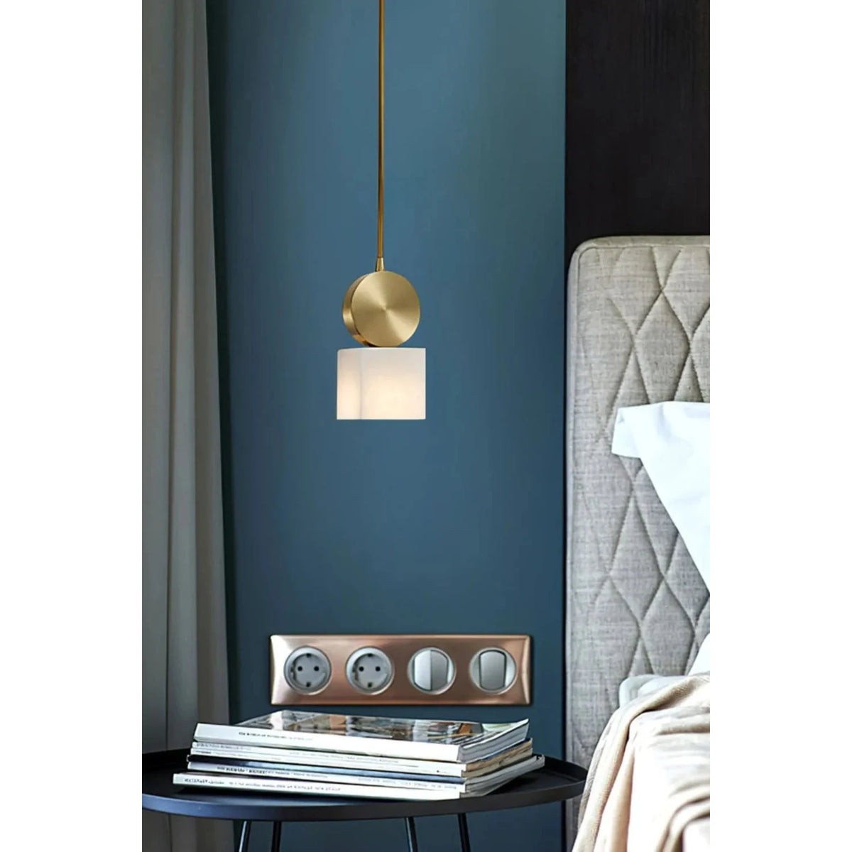 Cube Alabaster Pendant Light by AUVIELIGHT