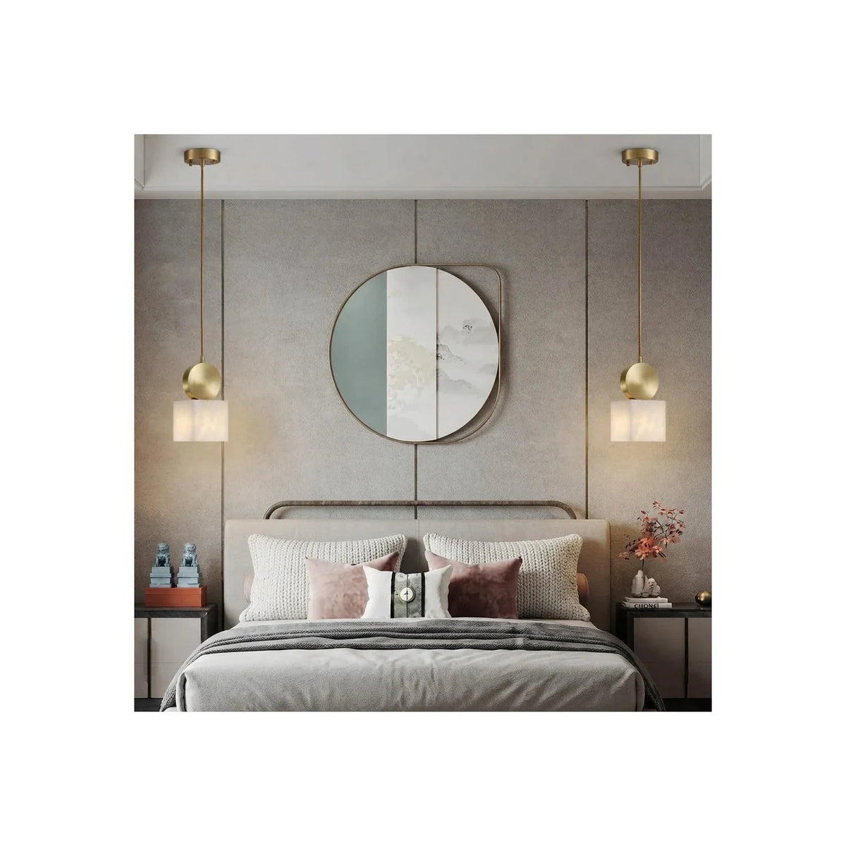 Cube Alabaster Pendant Light by AUVIELIGHT