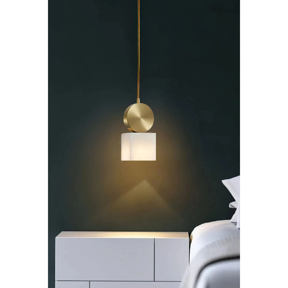 Cube Alabaster Pendant Light by AUVIELIGHT