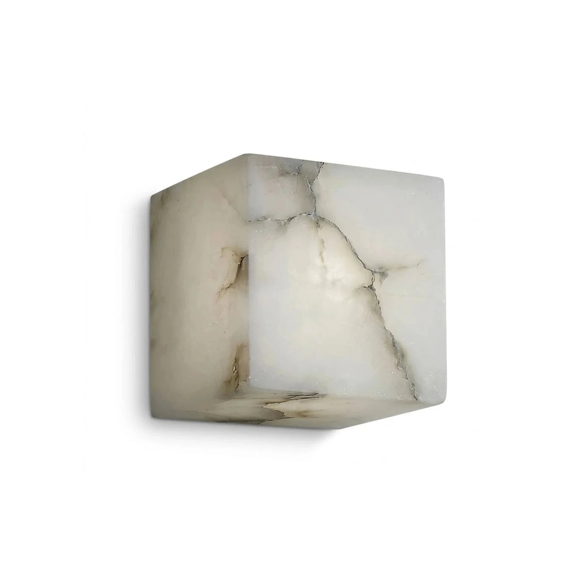 Cube Alabaster Wall Sconce light fixture by AUVIELIGHT, W 4.8″ × H 4.8″ / White