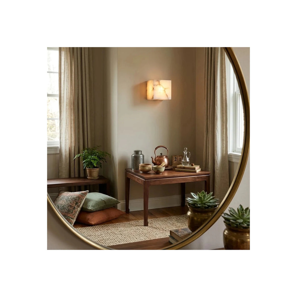 Cube Alabaster Wall Sconce light fixture by AUVIELIGHT