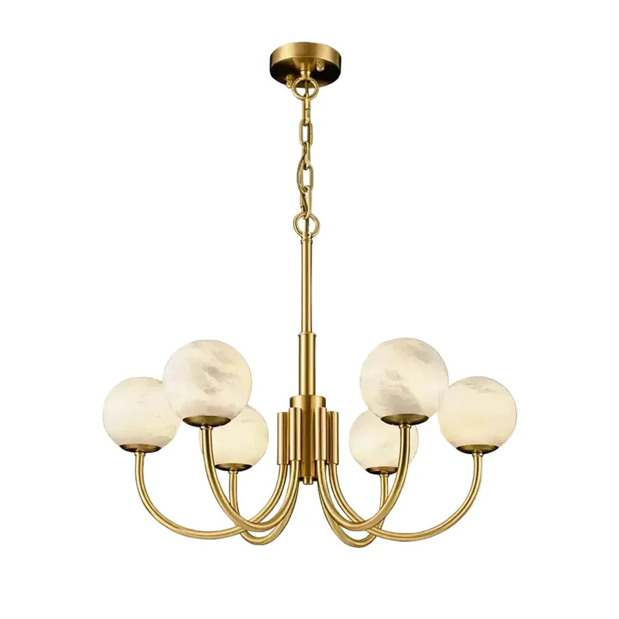 Curved Chandelier in alabaster for Dining Room by AUVIELIGHT